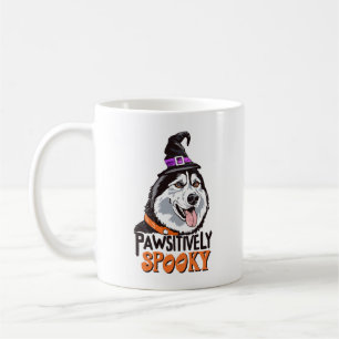 Pawsitively Spooky Watercolor Halloween Husky Dog Coffee Mug
