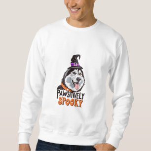 Pawsitively Spooky Watercolor Halloween Husky Dog Sweatshirt