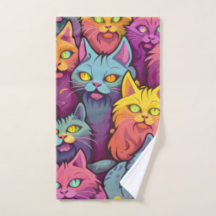 Pawsitively Stylish: Street Cats Pattern  Hand Towel