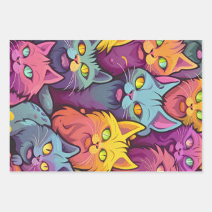 Pawsitively Stylish: Street Cats Pattern  Wrapping Paper Sheet
