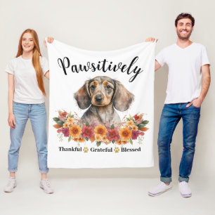 Pawsitively Thankful Grateful Blessed Cute Dog Fleece Blanket