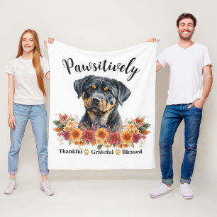 Pawsitively Thankful Grateful Blessed Cute Dog Fleece Blanket