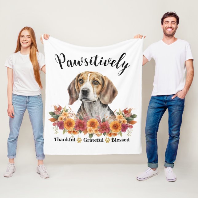 Pawsitively Thankful Grateful Blessed Cute Dog Fleece Blanket (In Situ)