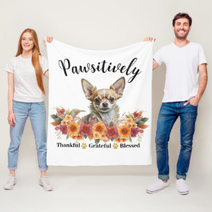 Pawsitively Thankful Grateful Blessed Cute Dog Fleece Blanket