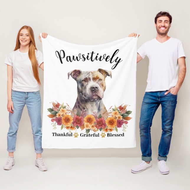 Pawsitively Thankful Grateful Blessed Cute Dog Fleece Blanket (In Situ)