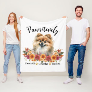 Pawsitively Thankful Grateful Blessed Cute Dog Fleece Blanket