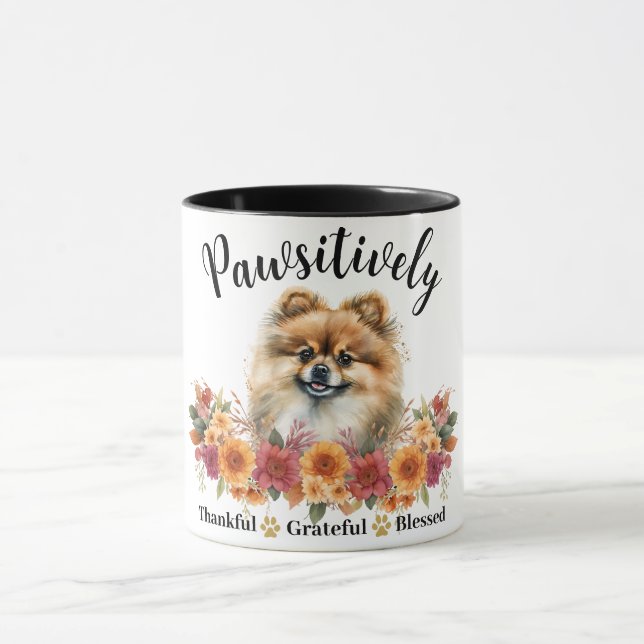 Pawsitively Thankful Grateful Blessed Cute Dog Mug (Center)
