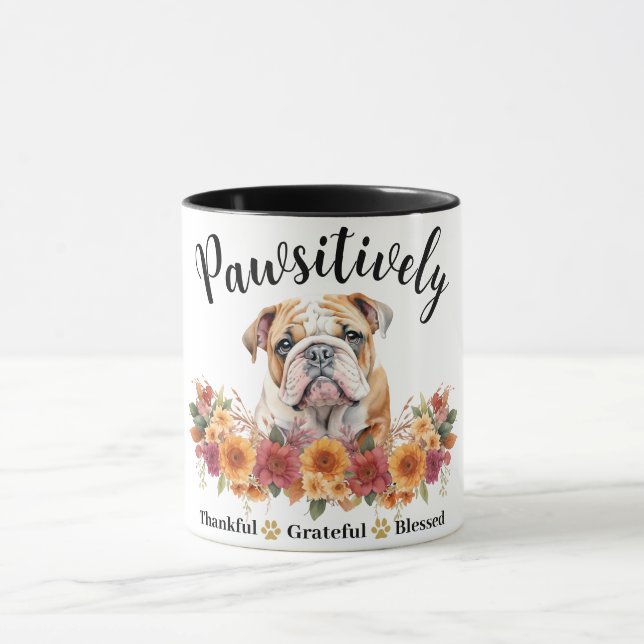 Pawsitively Thankful Grateful Blessed Cute Dog Mug (Center)