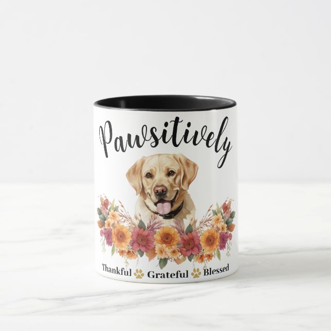 Pawsitively Thankful Grateful Blessed Cute Dog Mug (Center)
