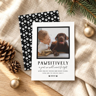Pawsitively Unforgettable Year Black Pet Photo Holiday Card