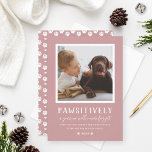 Pawsitively Unforgettable Year Pink Pet Photo Holiday Card<br><div class="desc">It was "Pawsitively a year we will never forget"! This pet themed holiday photo card features funny wording and a favourite picture of your puppy dog (or kitty cat) to spread some holiday cheer this Christmas season. Personalise the modern white text with a custom greeting, your pup's name, family, and...</div>