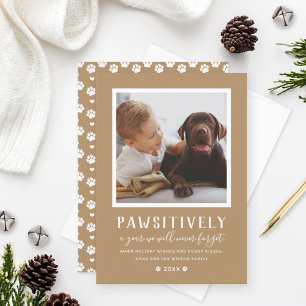 Pawsitively Unforgettable Year Tan Dog Photo Holid Holiday Card