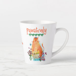 Pawsitively Vegan Cute Cat Funny Quote Latte Mug