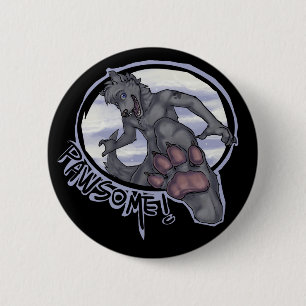 pawsome 6 cm round badge
