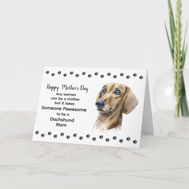 Pawsome Best Dachshund Dog Mum Mother's Day Holiday Card (Front)