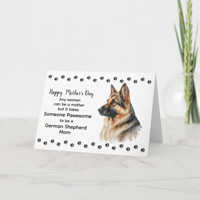 Pawsome Best Dog Mum German Shepherd Mother's Day Holiday Card (Front)