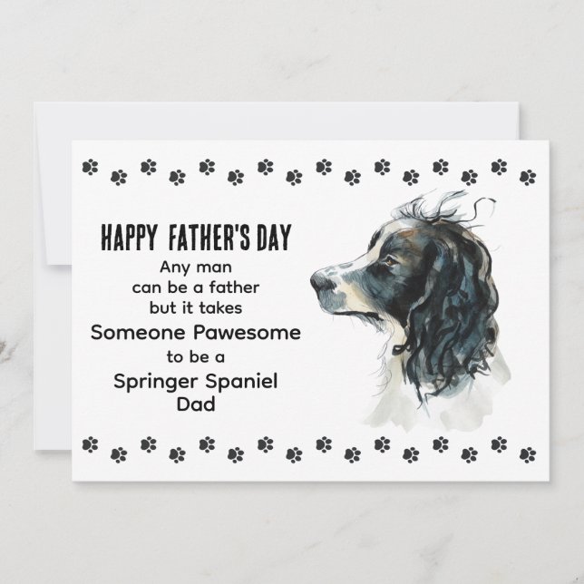 Pawsome Best Springer Spaniel Dog Dad Father's Day Holiday Card (Front)