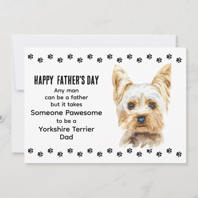 Pawsome Best Yorkshire Terrier Dog Dad Fathers Day Holiday Card (Front)