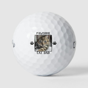 Pawsome Cat Dad Paw Prints Cat's Photo Golf Balls