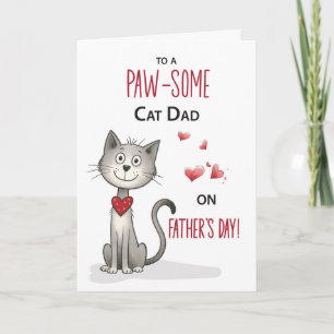 Pawsome Cat Pet Dad Funny Whimsical Fathers Day Card