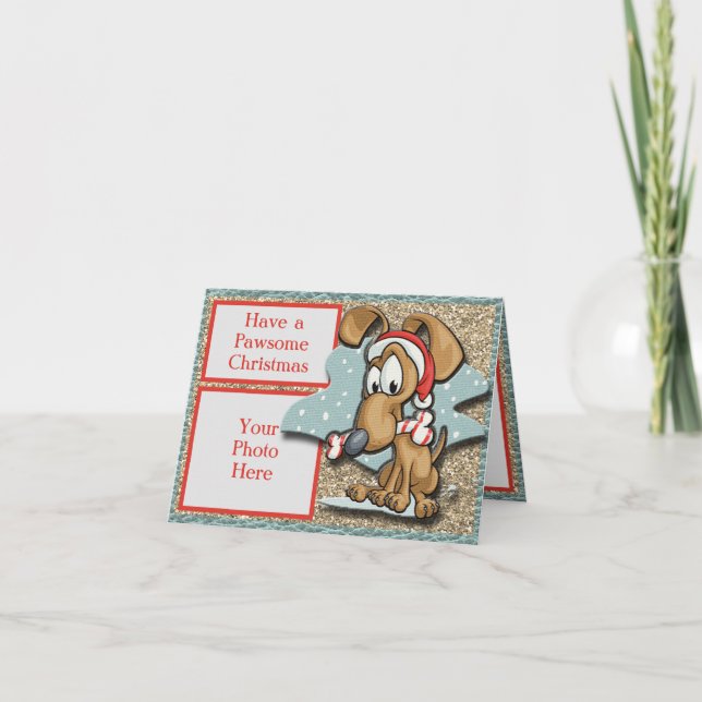 Pawsome Dog Holiday Half Fold Card (Front)