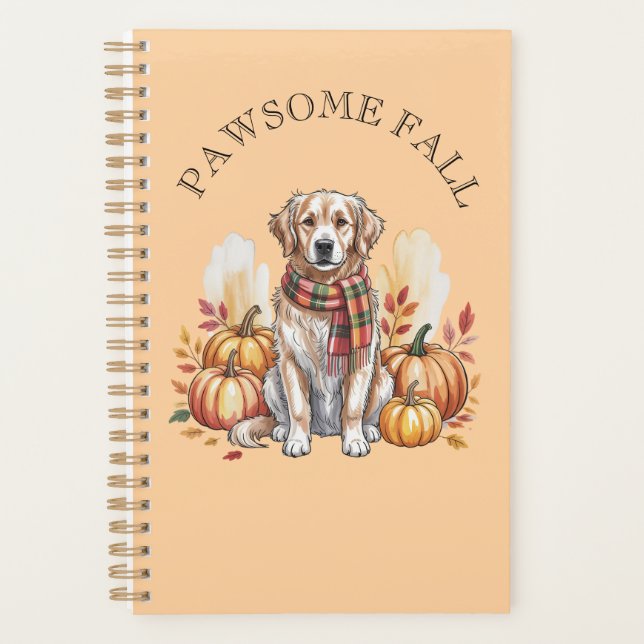 Pawsome Fall Labrador Dog Autumn Design Planner (Front)