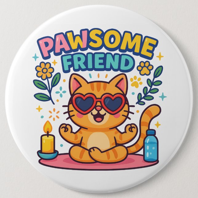 Pawsome Friend Because Every Cat Deserves Love 6 Cm Round Badge (Front)