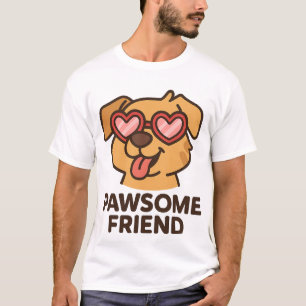 Pawsome Friend Cool Dog with Heart Glasses T-Shirt
