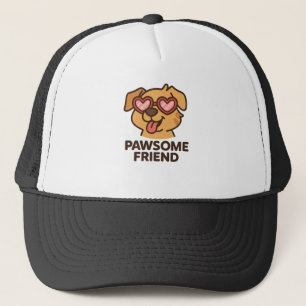 Pawsome Friend Cool Dog with Heart Glasses Trucker Hat