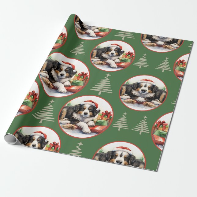 Pawsome Holiday Surprise" Christmas Wrapping Paper (Unrolled)