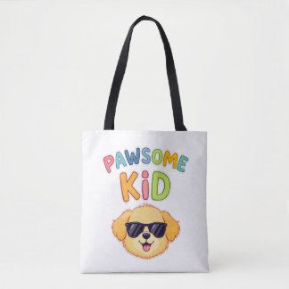 Pawsome Kid Cute Dog Design Gift Tote Bag