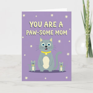 Pawsome Moms Day Feline Art Card