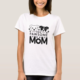Pawsome Mum Dog Lover Illustration T-Shirt