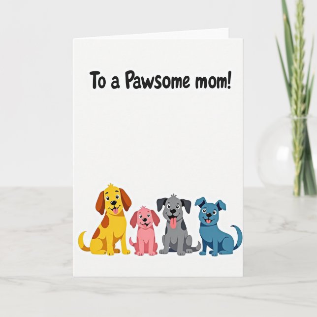 Pawsome Mum Dogs Illustration Card (Front)
