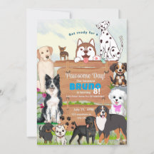 pawsome party pet themed dog invitation