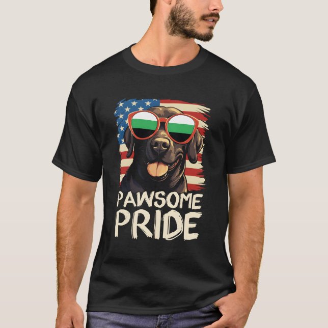Pawsome Pride Labrador Neutrois Flag Sunglasses T-Shirt (Front)