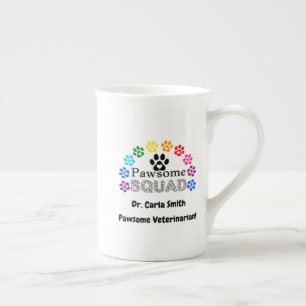 Pawsome Veterinarian Custom Name -  Bone China Mug
