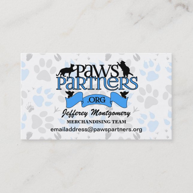 PawsPartners.org Custom Volunteer Business Card (Front)