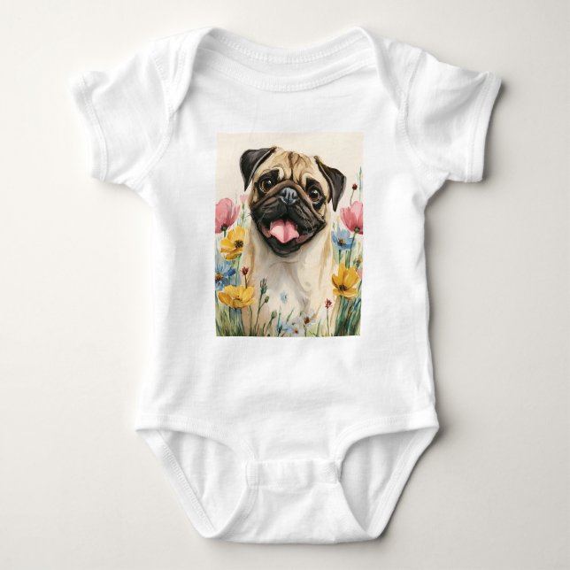 Pawtected by Pug Baby Bodysuit (Front)