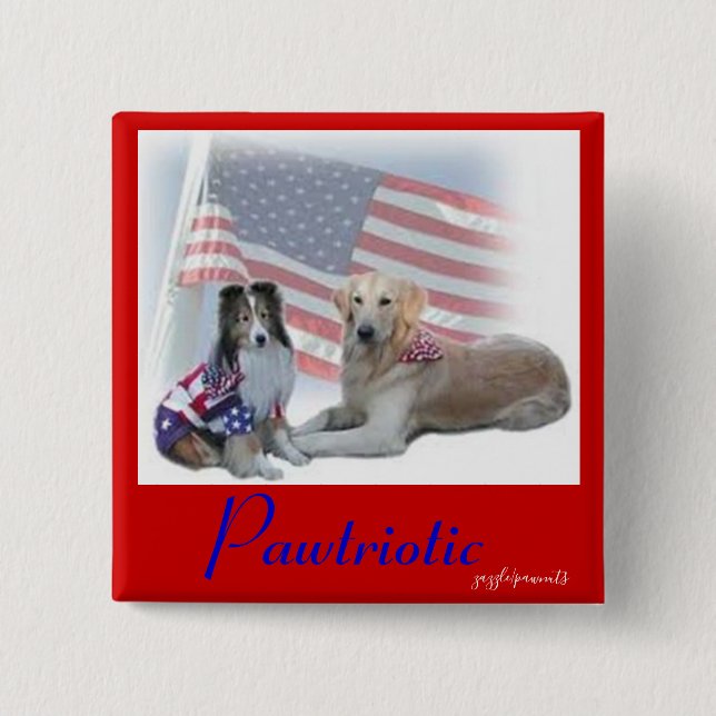 Pawtriotic dogs 15 cm square badge (Front)