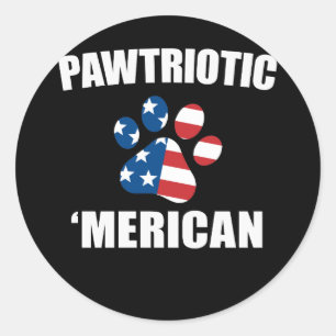 Pawtriotic Merican Dog Cat Paw USA Flag Classic Round Sticker