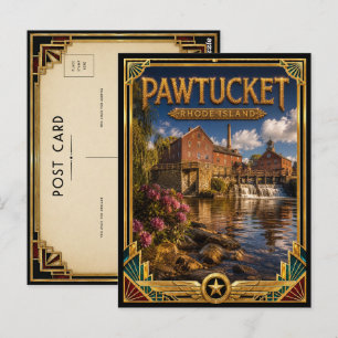 Pawtucket Rhode Island Vintage Art Deco Golden Age Postcard