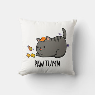 Pawtumn cute Autumn Kitty Cat Pun Cushion