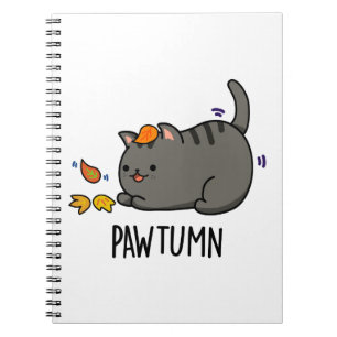 Pawtumn cute Autumn Kitty Cat Pun Notebook