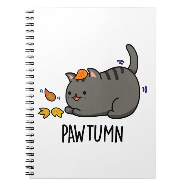 Pawtumn cute Autumn Kitty Cat Pun  Notebook (Front)