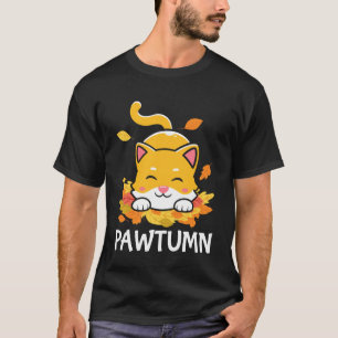 Pawtumn Cute Cat Thanksgiving Fall Autumn Graphic T-Shirt