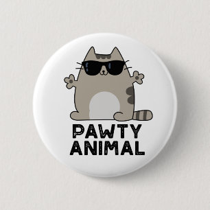 Pawty Animal Funny Party Cat Pun 6 Cm Round Badge