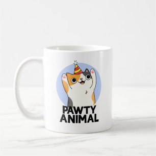 Pawty Animal Funny Party Cat Pun  Coffee Mug