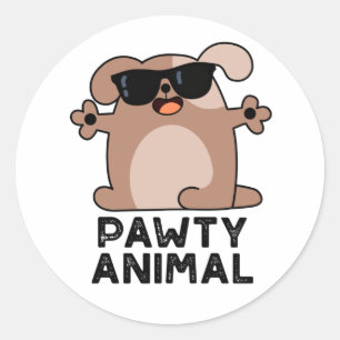 Pawty Animal Funny Party Dog Pun Classic Round Sticker