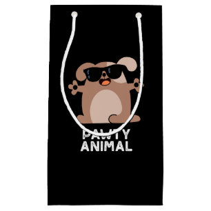 Pawty Animal Funny Party Dog Pun Dark BG Small Gift Bag